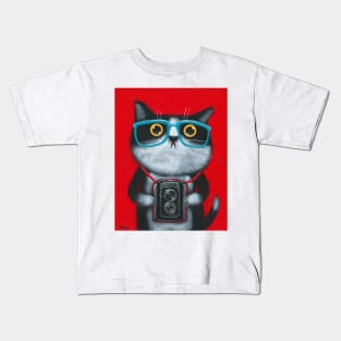 Kitty Photographer Kids T-Shirt